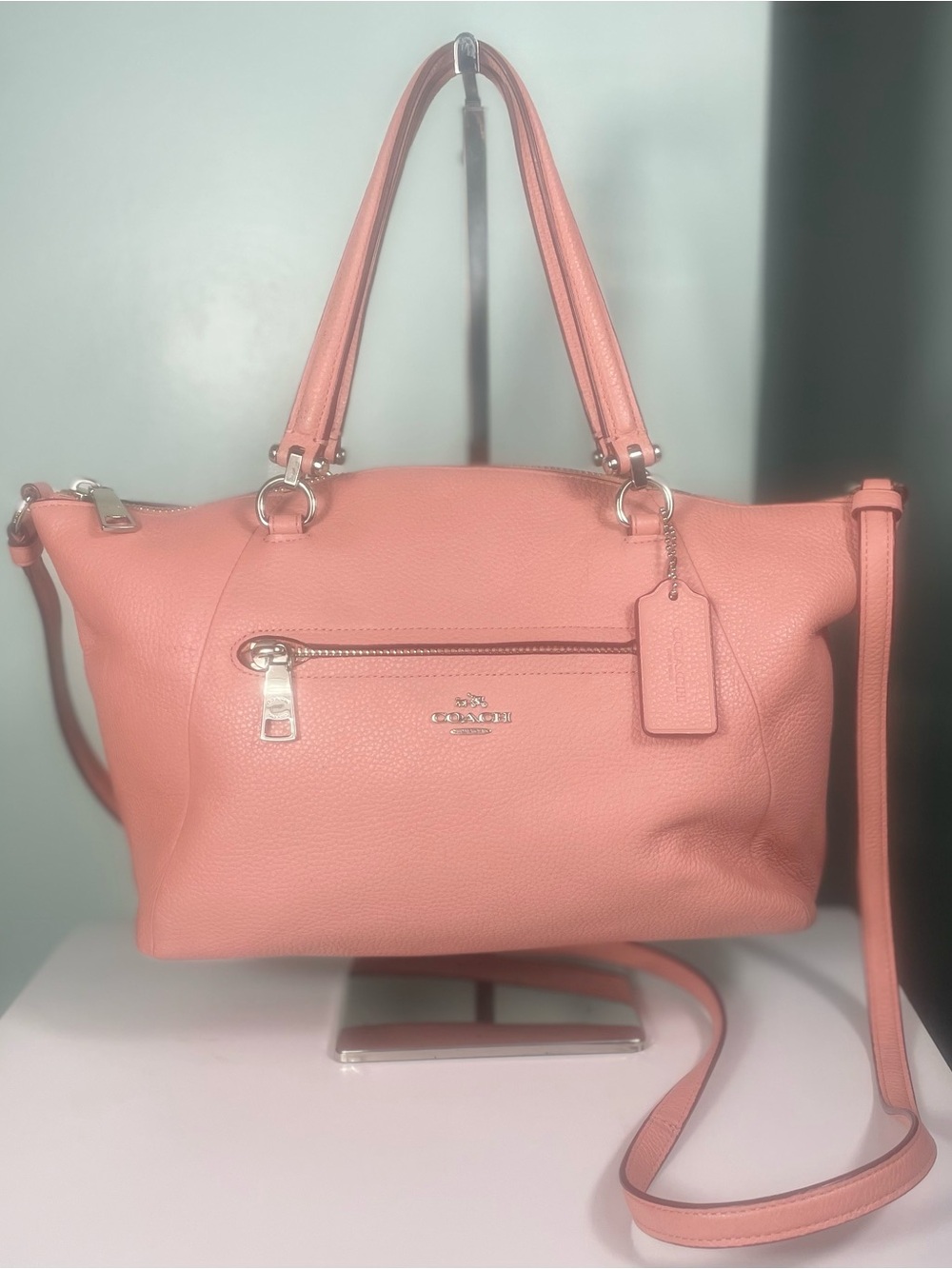 Coach Prairie Pebble Leather Satchel with Crossbody Strap